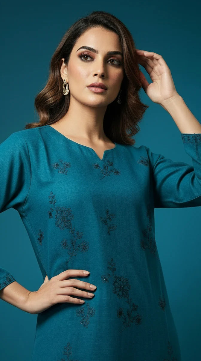 Sera - Embroidered 2-Piece Khaddar Dress