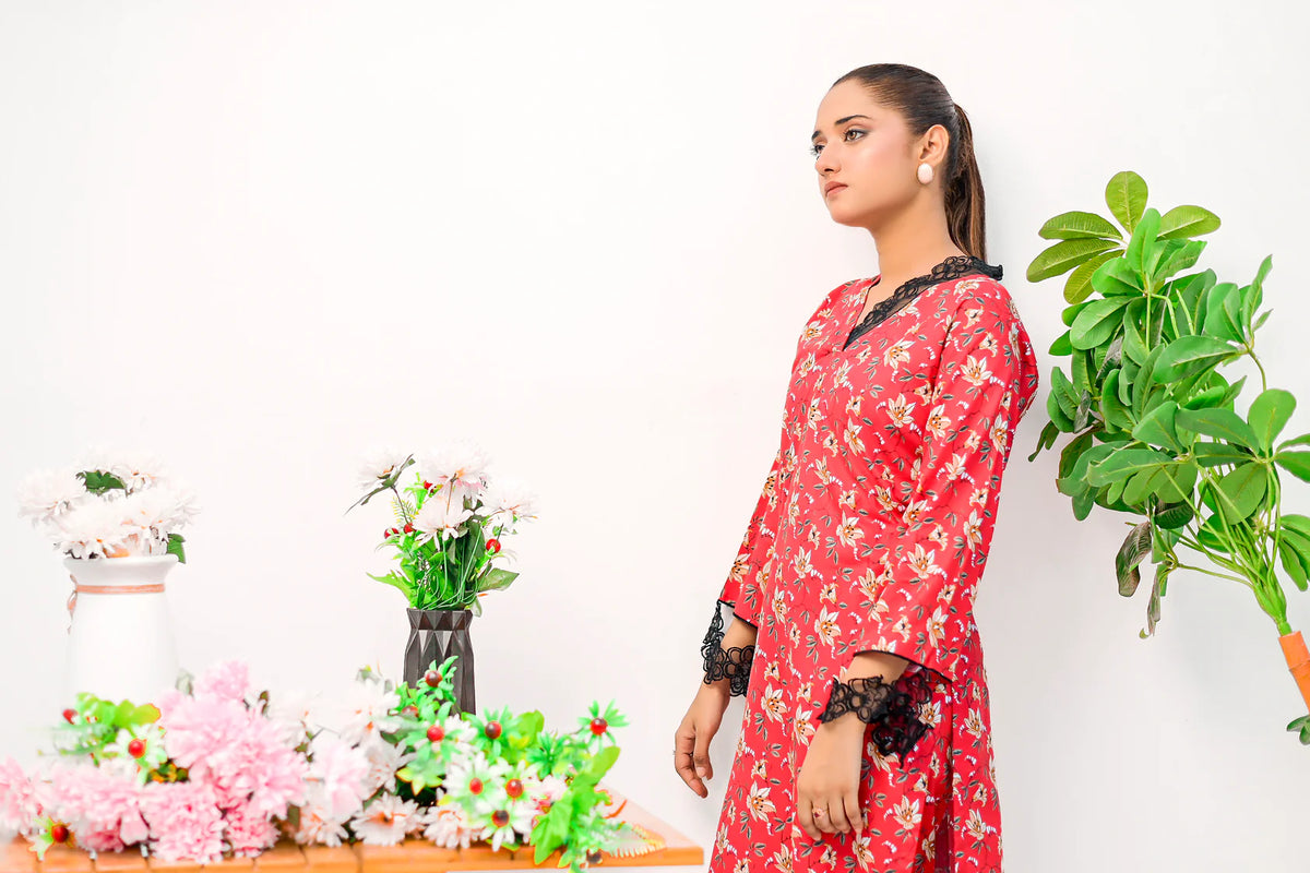 Flora Red - Lawn Printed 2 Piece