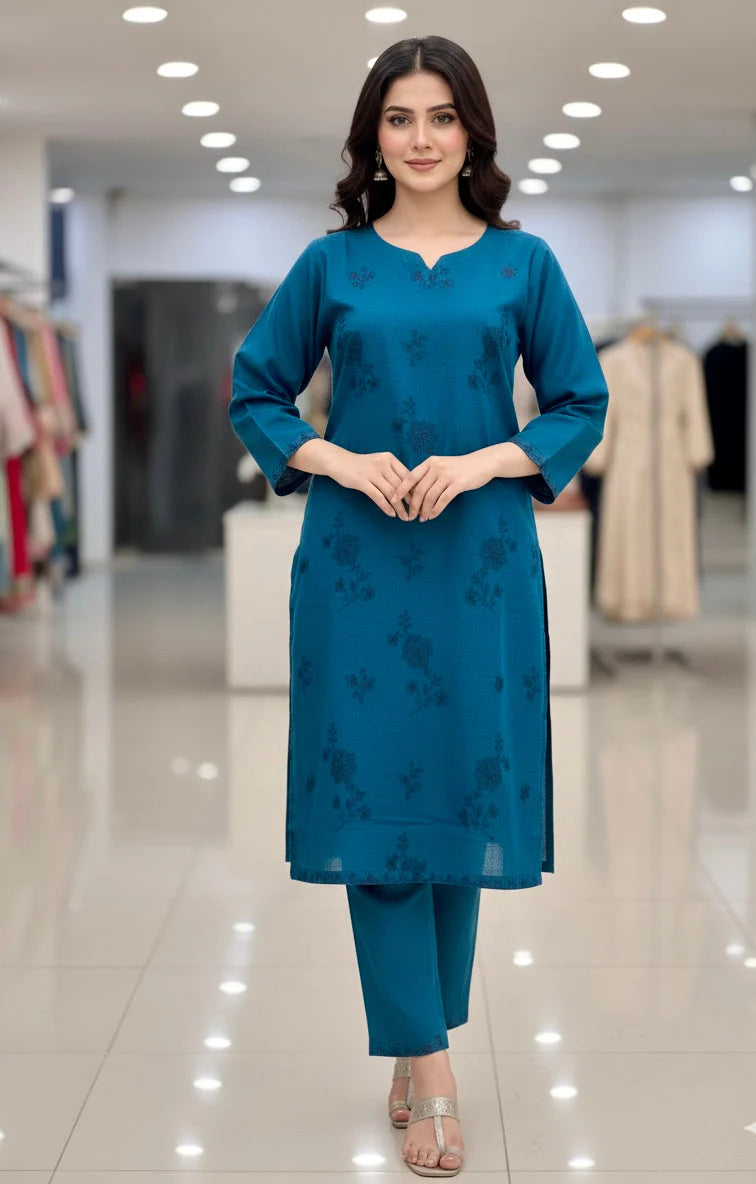 Sera - Embroidered 2-Piece Khaddar Dress