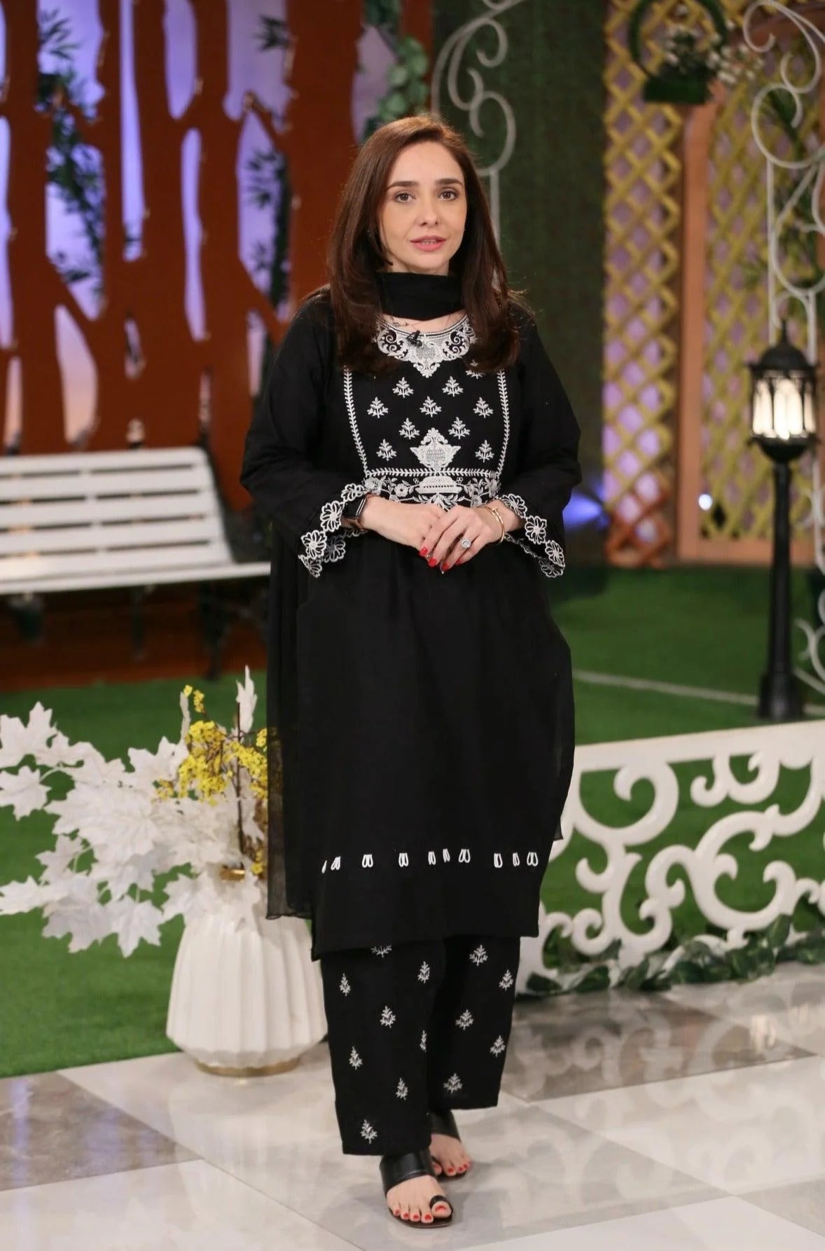 Alaina - Black Embroidered Dress 3 Piece