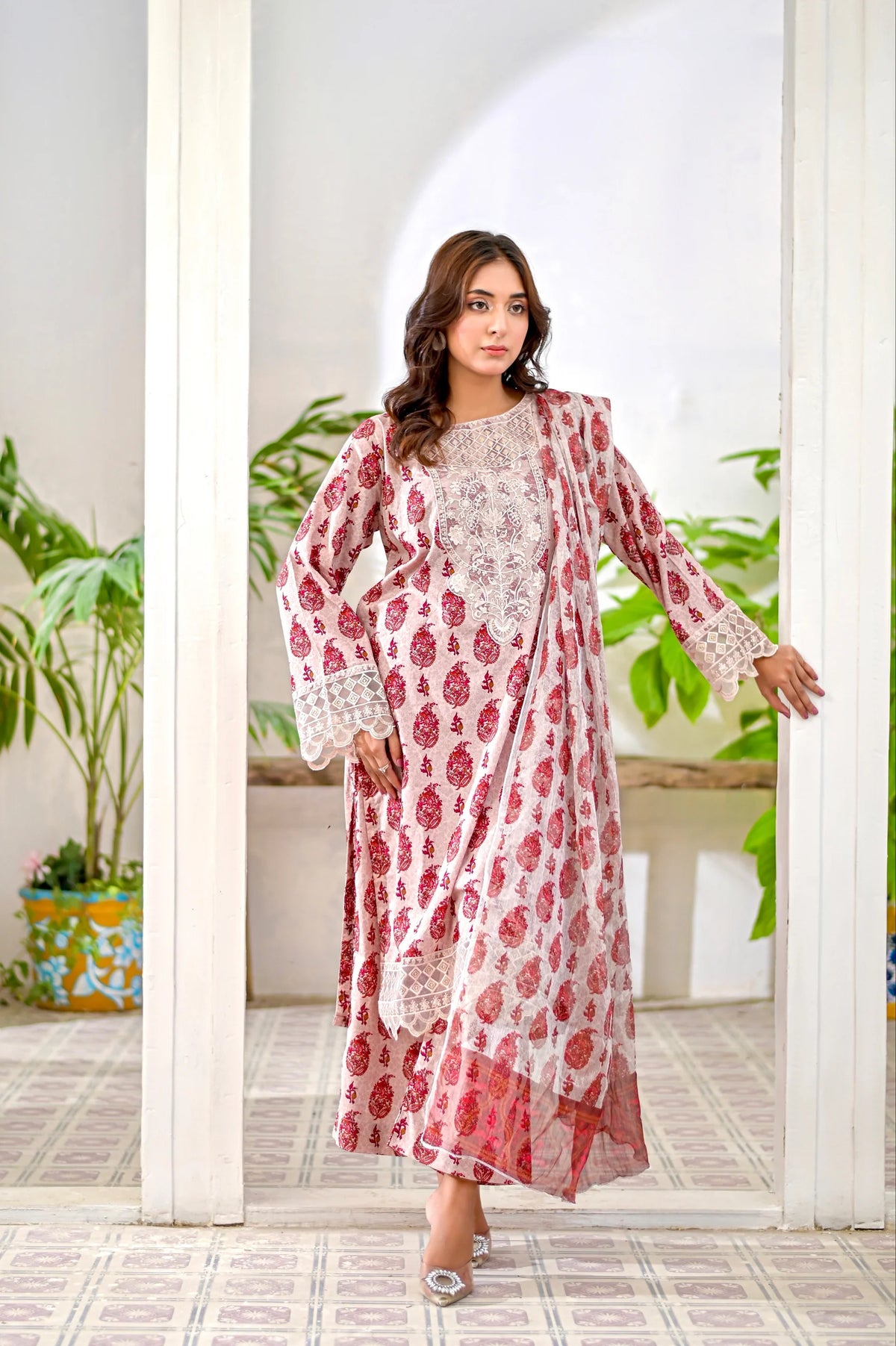 RUBY ROUGE - Embroidered 3-Piece Lawn Dress