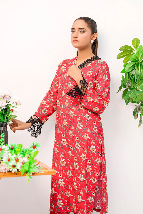 Flora Red - Lawn Printed 2 Piece
