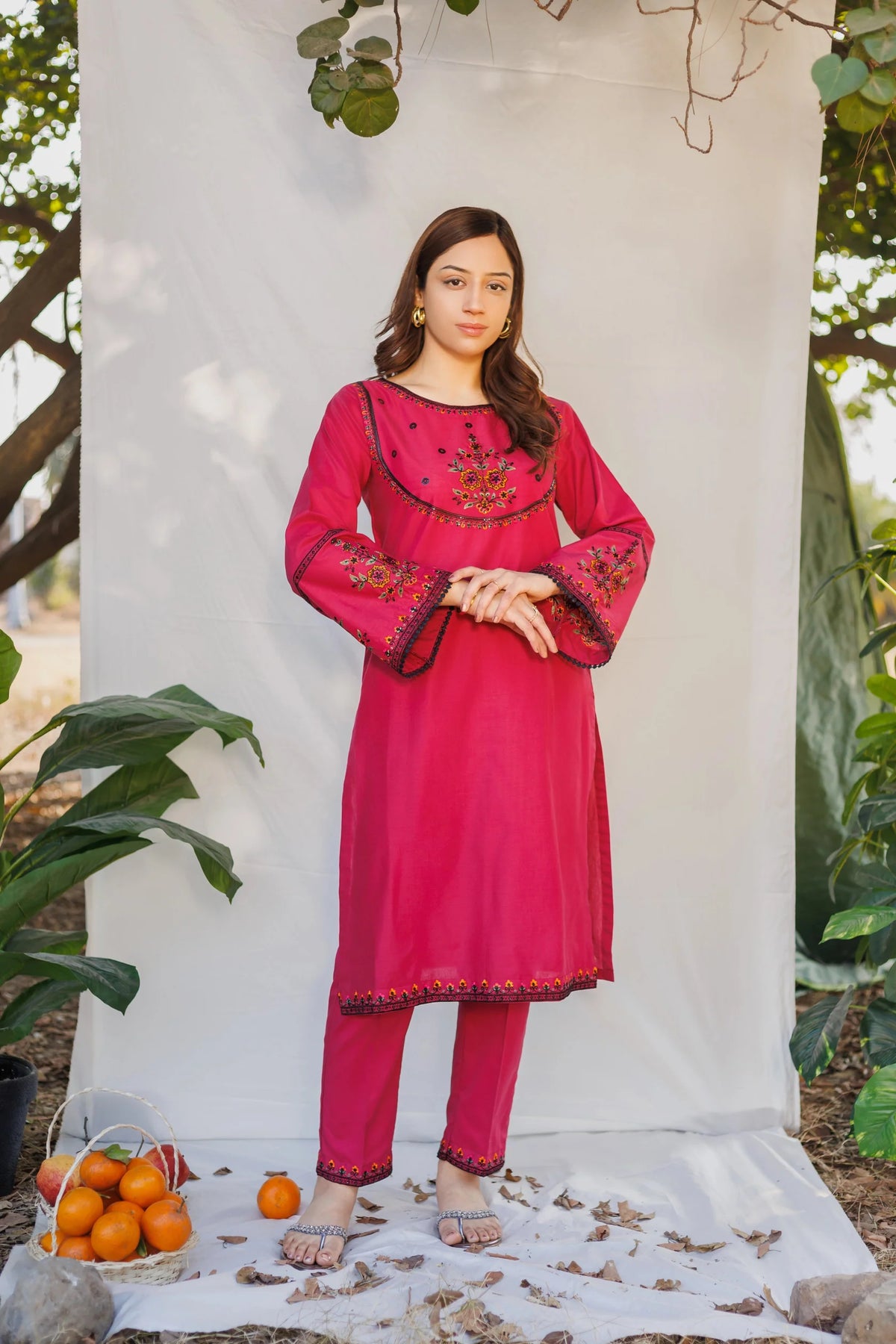 Mystic cherry- Luxury Embroidered 2 Piece Lawn Dress