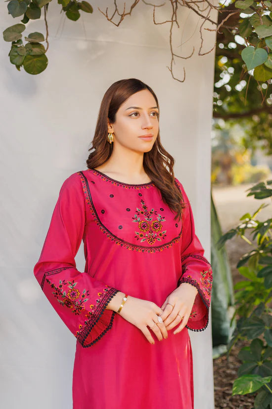 Mystic cherry- Luxury Embroidered 2 Piece Lawn Dress