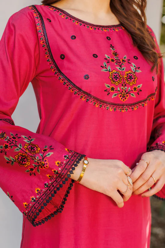 Mystic cherry- Luxury Embroidered 2 Piece Lawn Dress