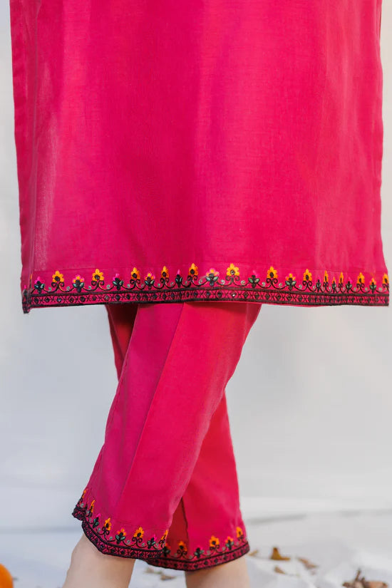 Mystic cherry- Luxury Embroidered 2 Piece Lawn Dress