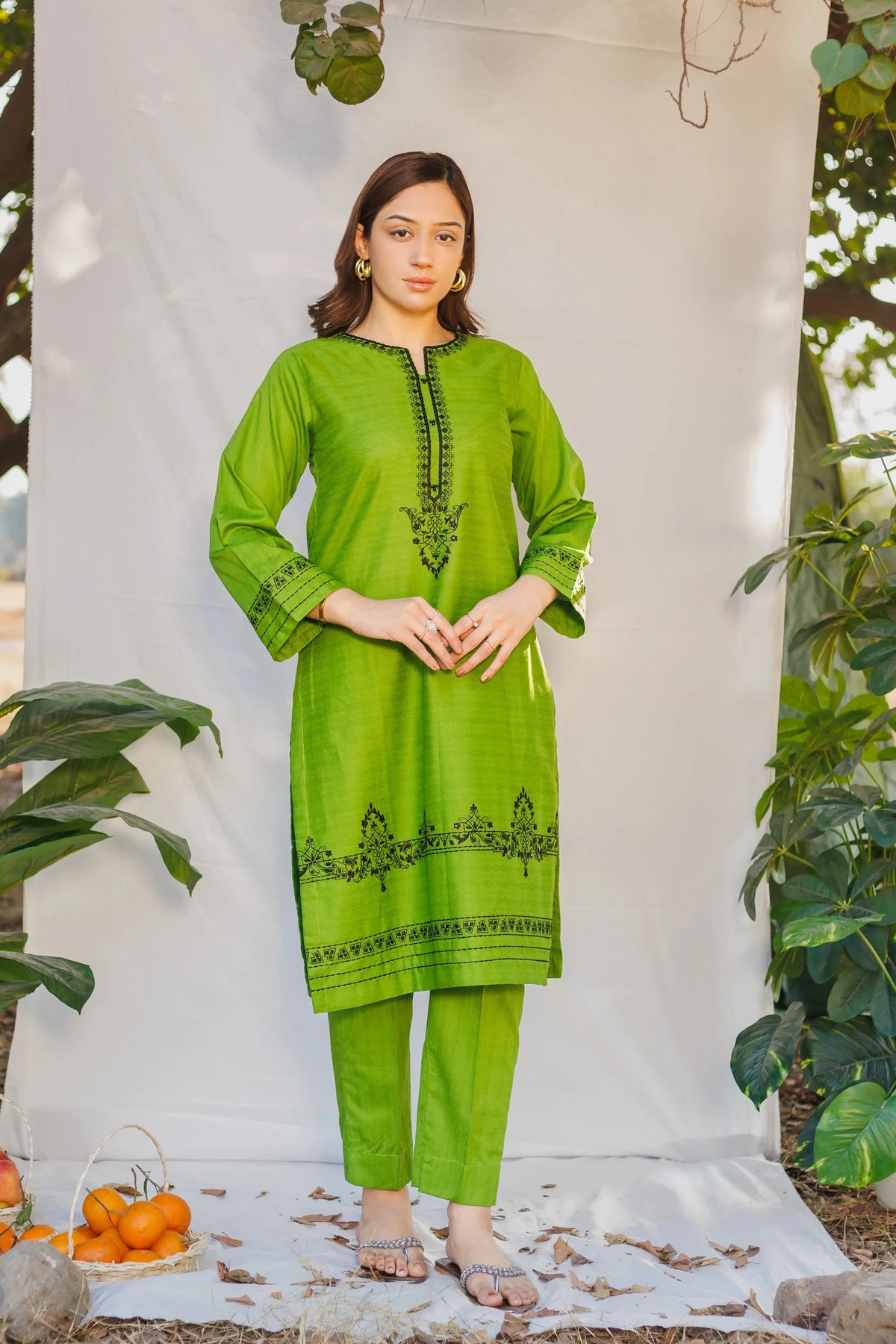 Gina Pine- Luxury Embroidered 2 Piece Lawn Dress