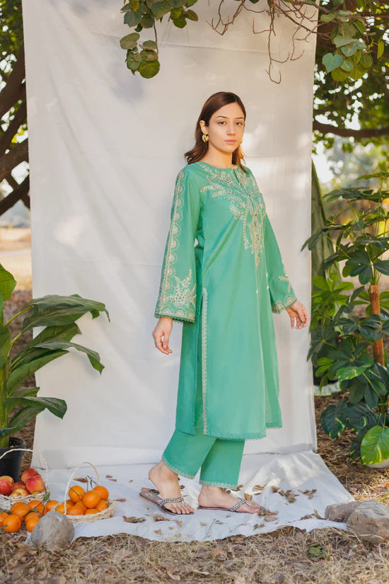 Claire- Luxury Embroidered 2 Piece Lawn Dress