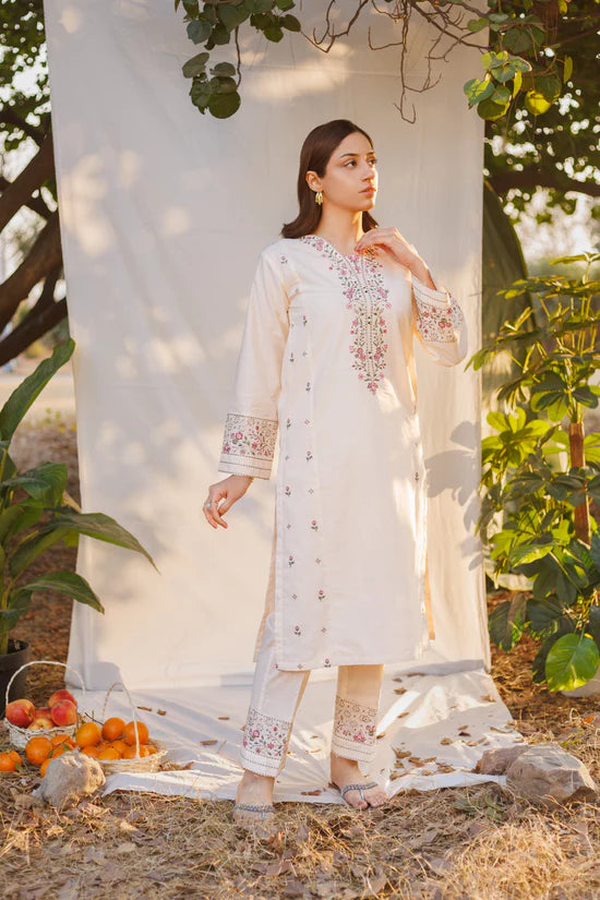 Fiora- Luxury Embroidered 2 Piece Lawn Dress