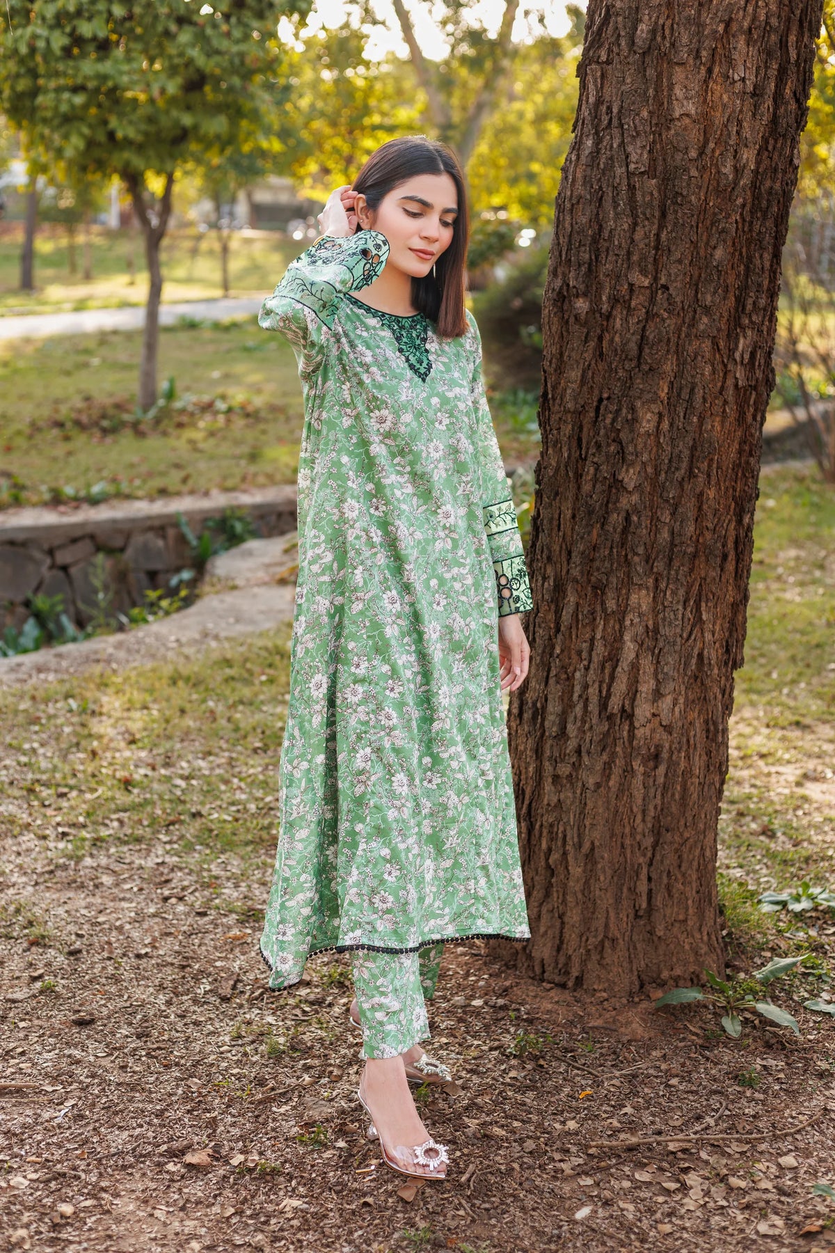 Jasmine - Frock Embroidered 2 Piece Stitched Lawn Dress