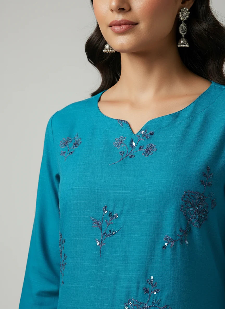 Sera - Embroidered 2-Piece Khaddar Dress