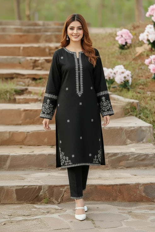 Dreamy Dust- Embroidered 2-Piece Khaddar Dress
