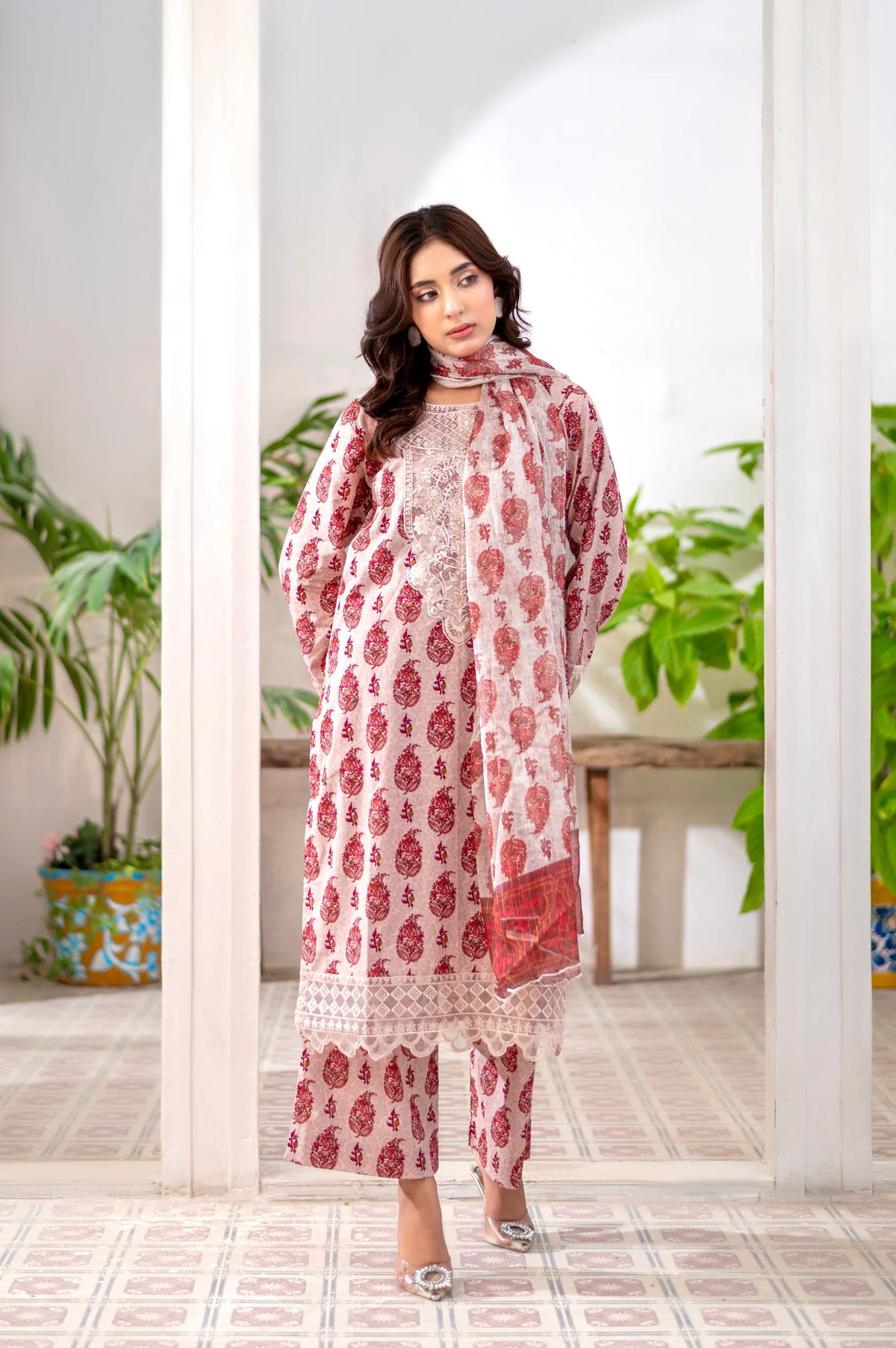 RUBY ROUGE - Embroidered 3-Piece Lawn Dress