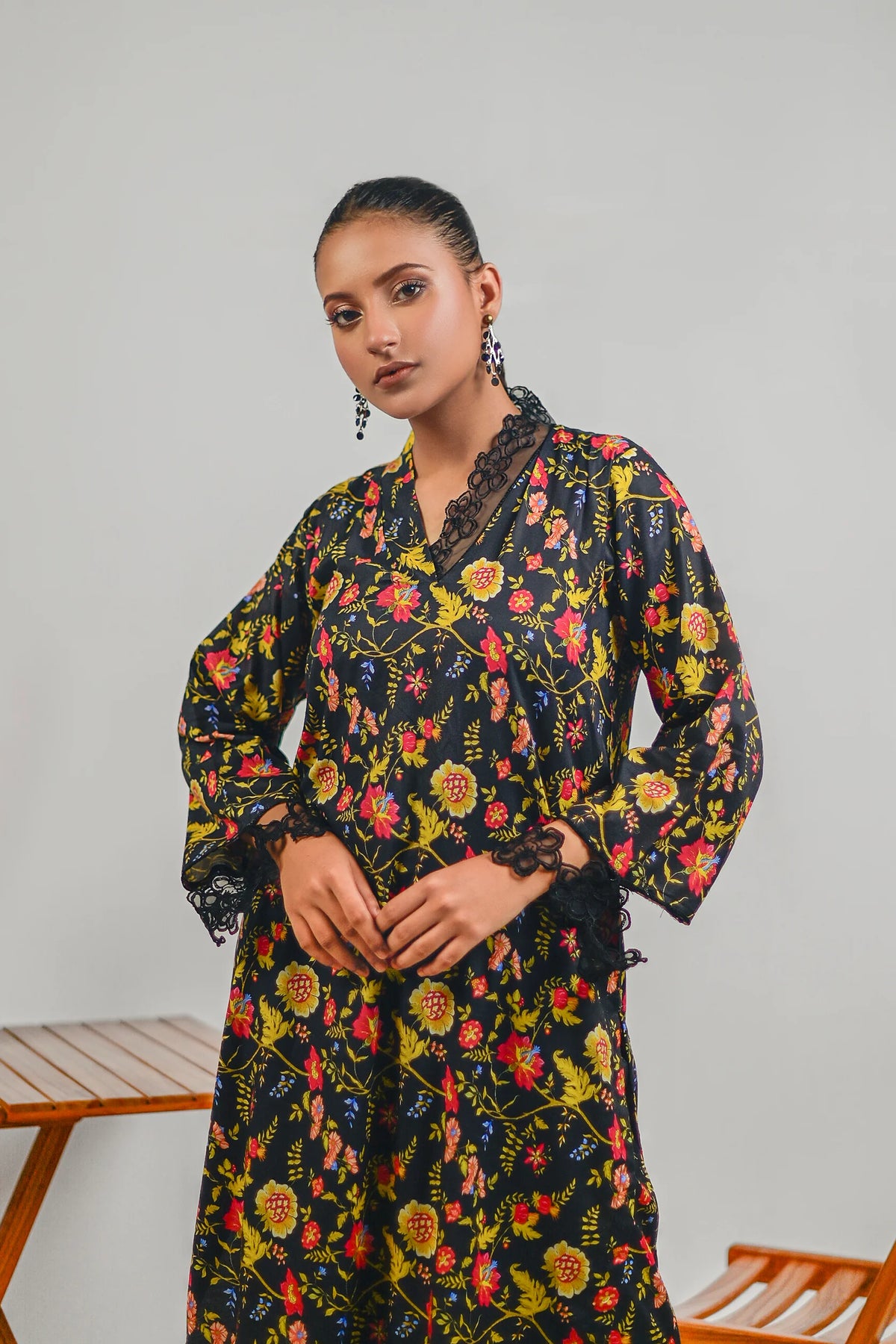 Flora Black - Lawn Printed 2 Piece