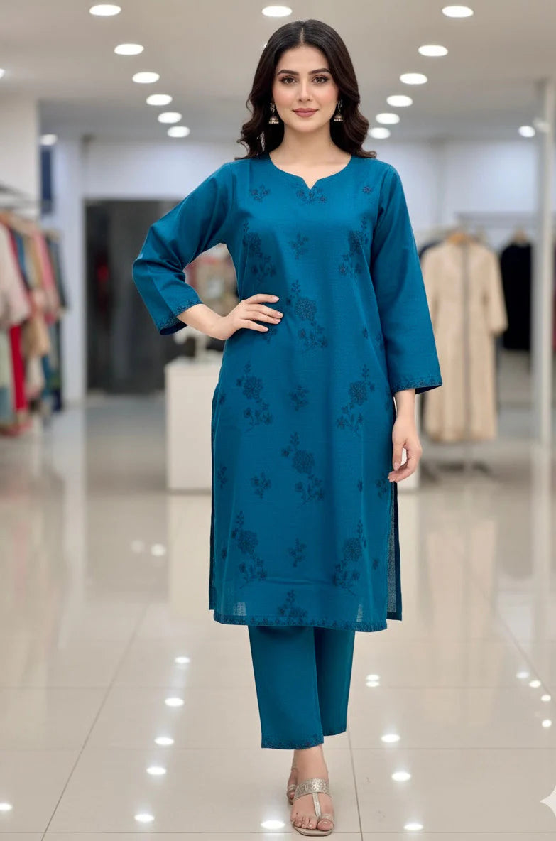 Sera - Embroidered 2-Piece Khaddar Dress