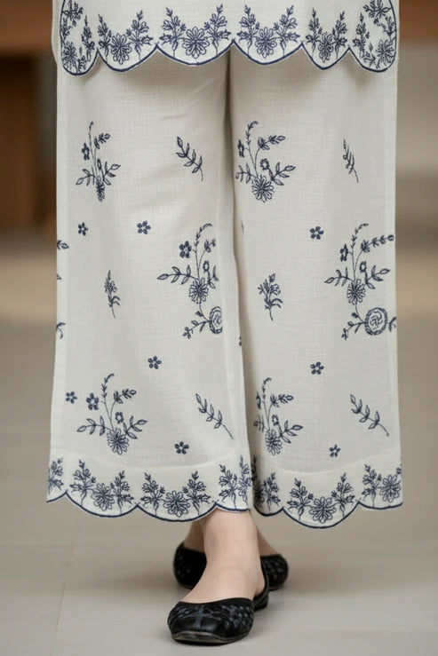 Blue moon- Embroidered 2-Piece Khaddar Dress