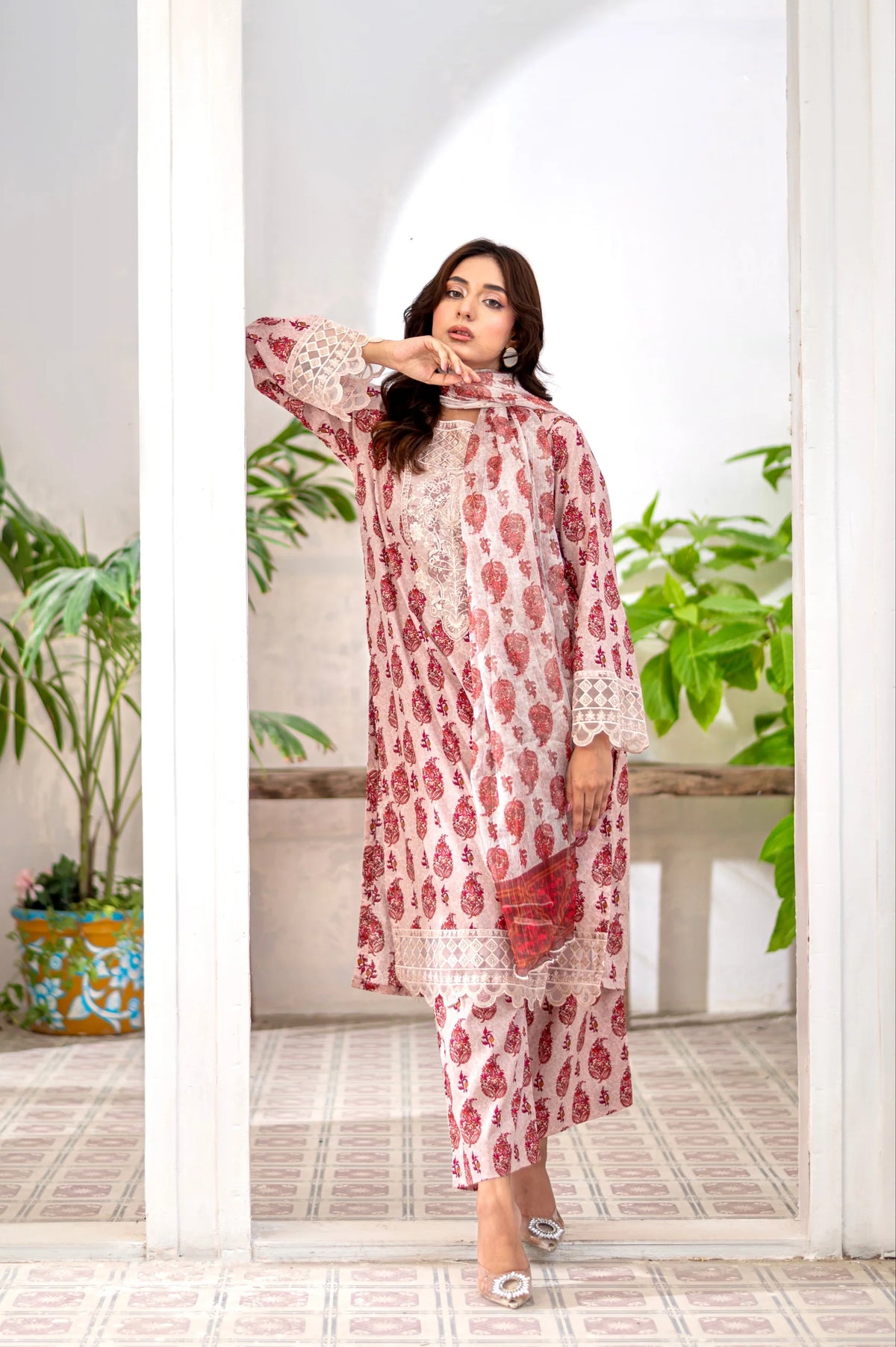 RUBY ROUGE - Embroidered 3-Piece Lawn Dress