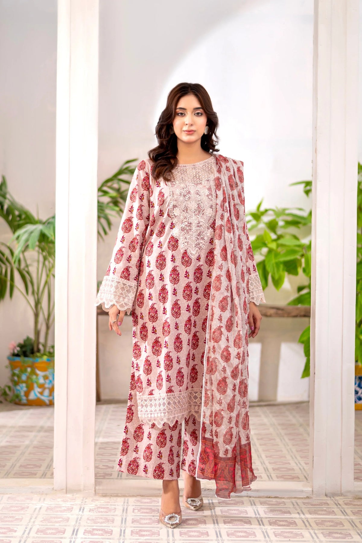 RUBY ROUGE - Embroidered 3-Piece Lawn Dress