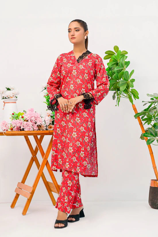 Flora Red - Lawn Printed 2 Piece