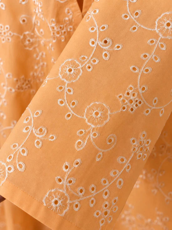 Royal Peach Schiffli Embroidered Lawn 2 Piece