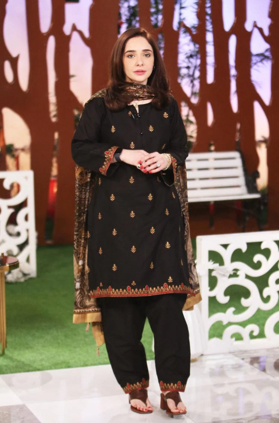 Kajal - Black Embroidered Lawn 3 piece