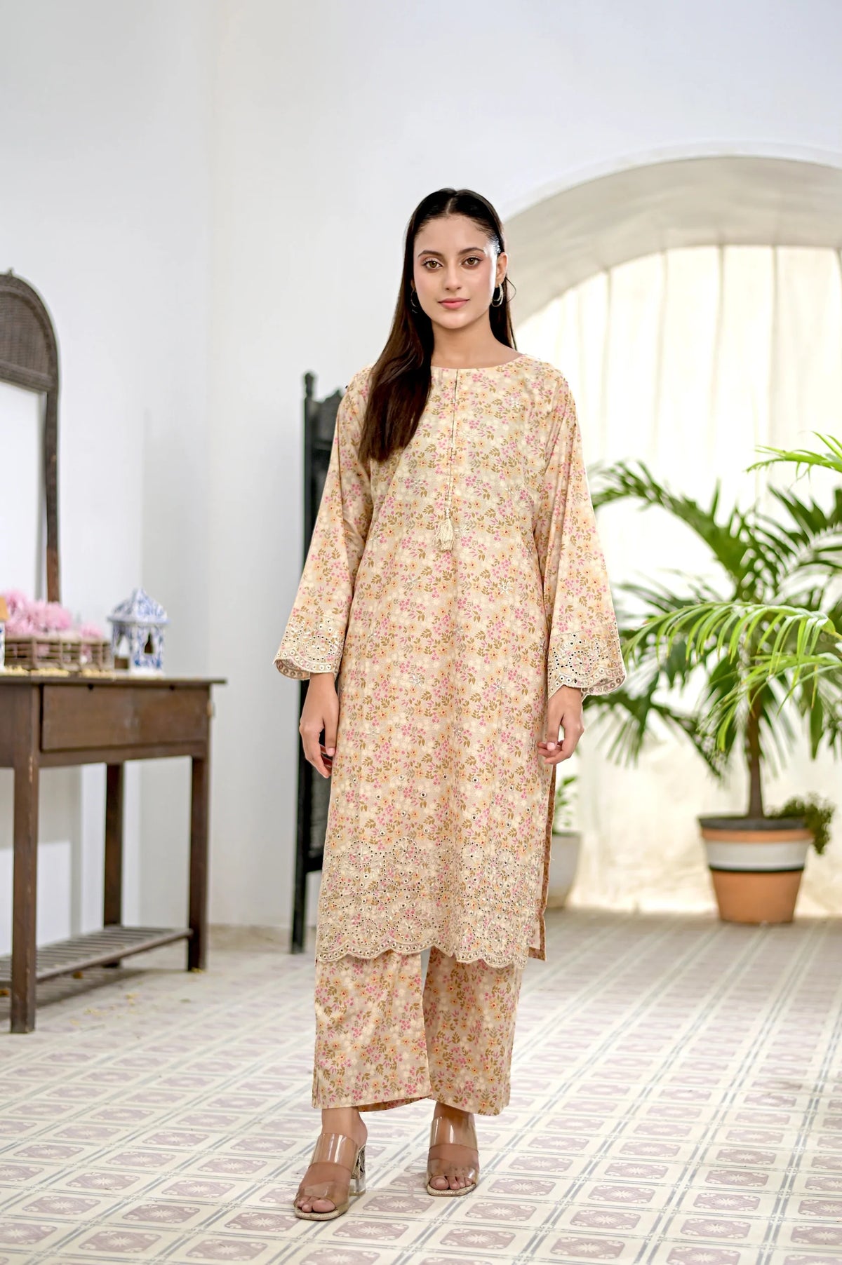 ELENA Embroidered 2-Piece Lawn Dress