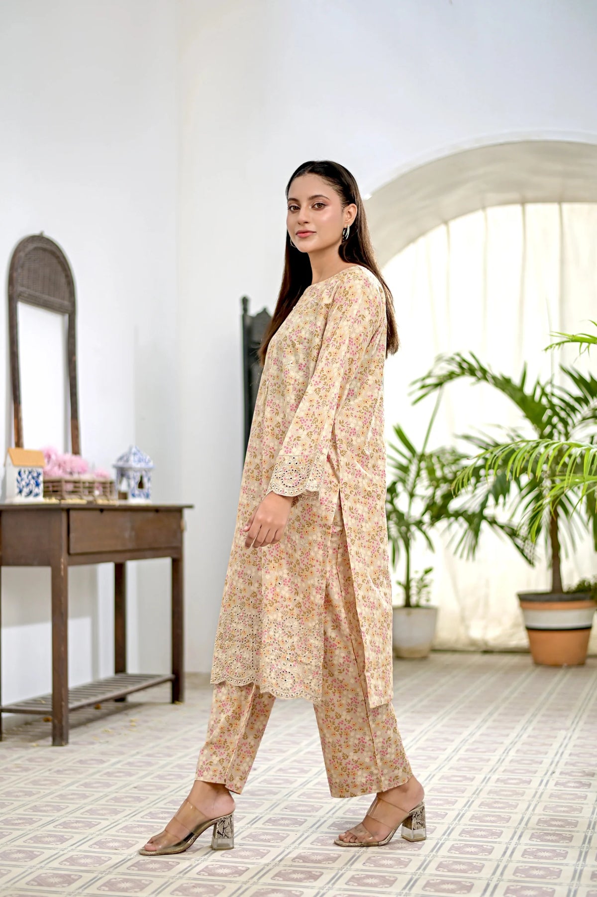 ELENA Embroidered 2-Piece Lawn Dress