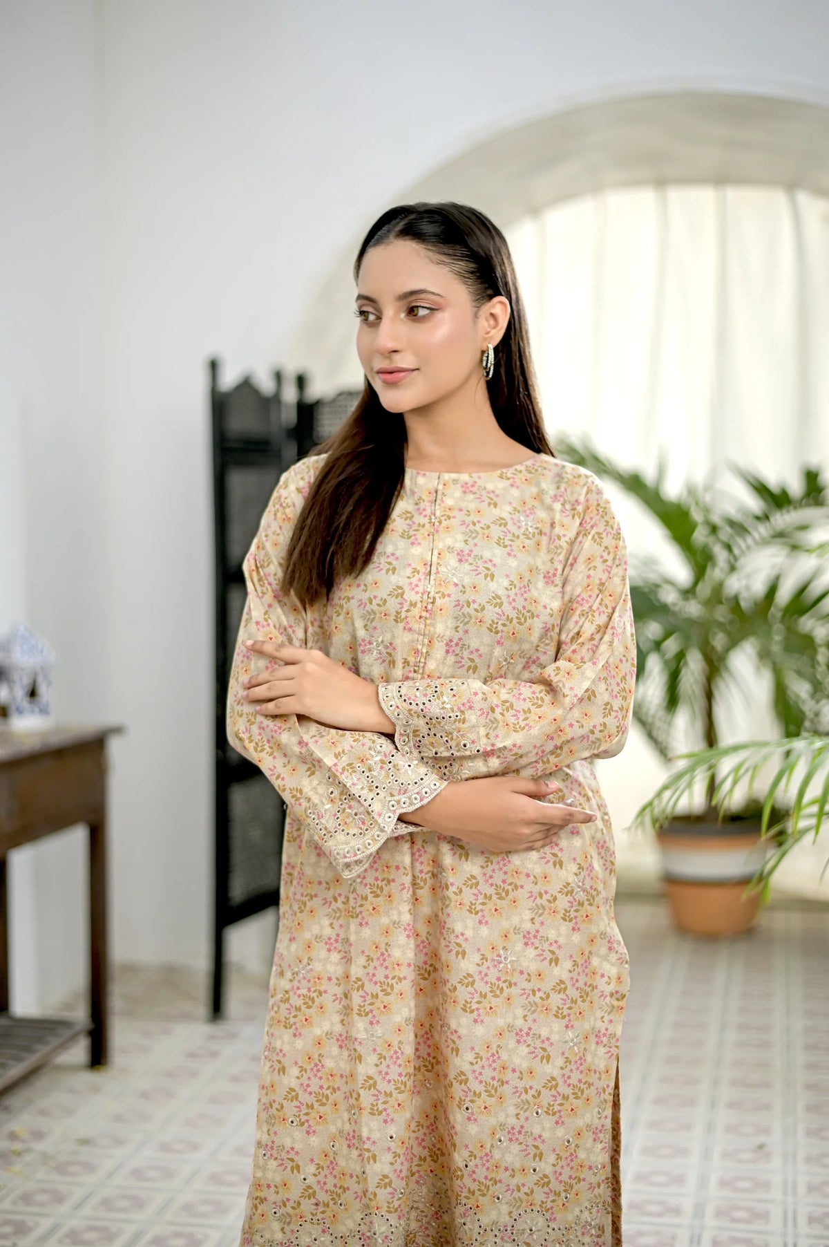 ELENA Embroidered 2-Piece Lawn Dress