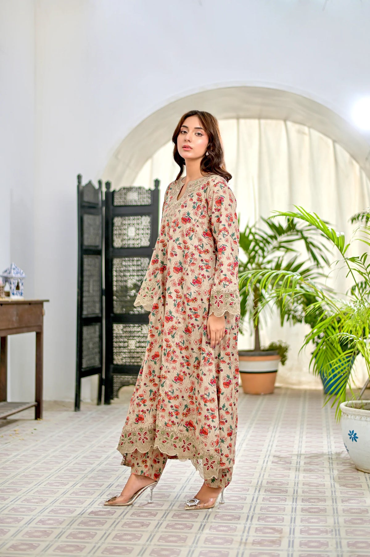 ROSY DUSK - Embroidered 2-Piece Lawn Dress