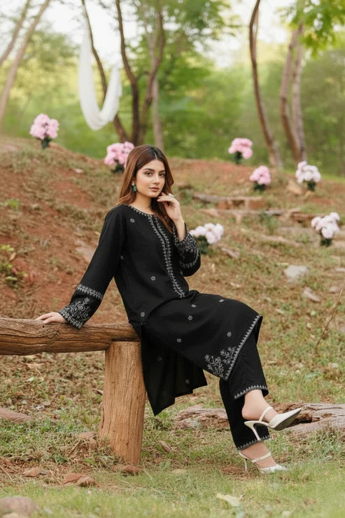 Dreamy Dust- Embroidered 2-Piece Khaddar Dress