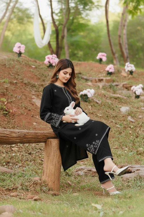 Dreamy Dust- Embroidered 2-Piece Khaddar Dress