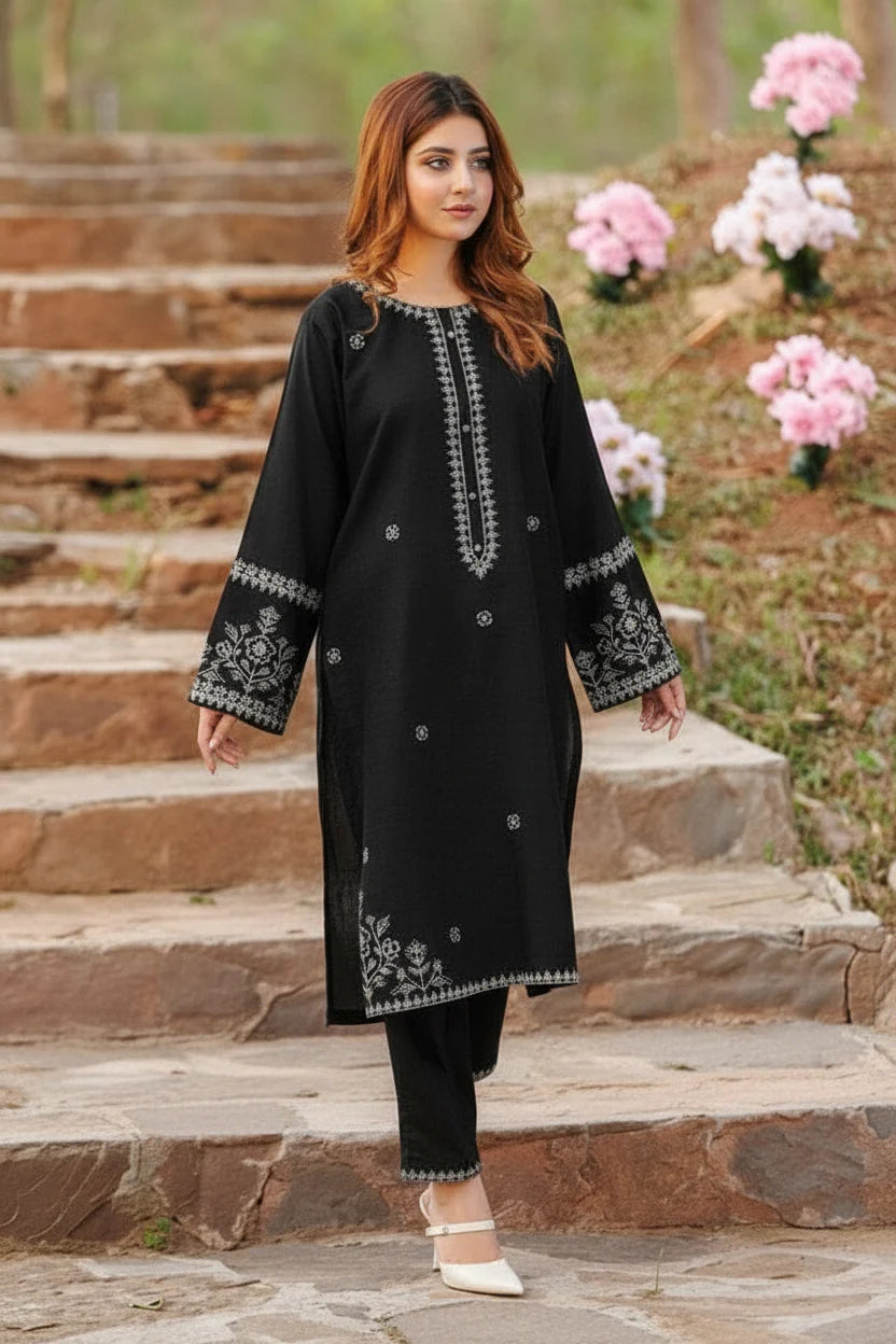 Dreamy Dust- Embroidered 2-Piece Khaddar Dress